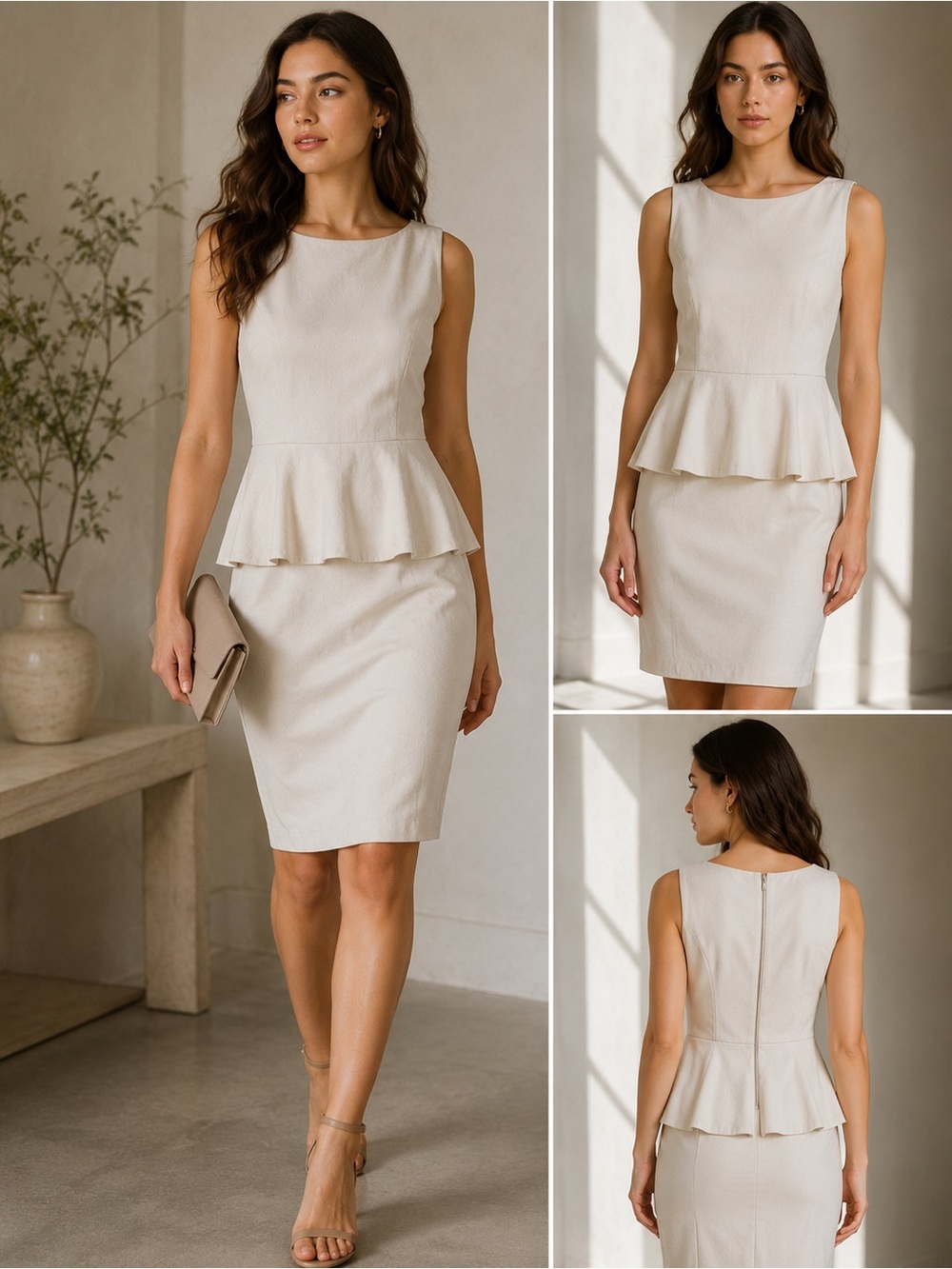 Banana Republic Cream Peplum Midi Dress